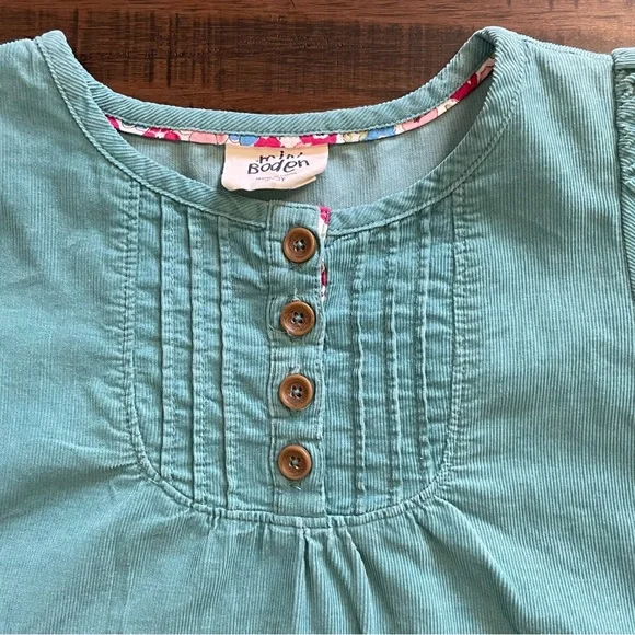 Mini Boden Teal Corduroy Cap Sleeve Dress - Picture 6 of 10